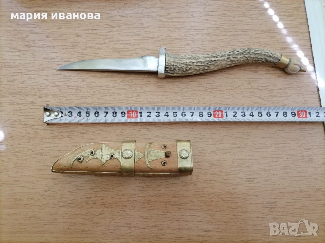 Стар нож рог стомана, снимка 3 - Ножове - 55211175