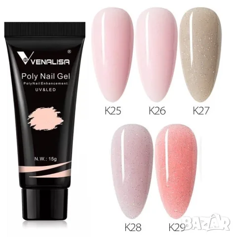 Venalisa PolyGel 15ml полигел термо , брокат , конфети , холограм, снимка 3 - Продукти за маникюр - 33986430