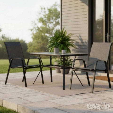 Елегантна правоъгълна маса – стъклен плот, модерен и устойчив дизайн, снимка 6 - Градински мебели, декорация  - 54183154