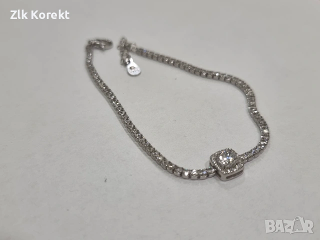 Дамска сребърна гривна с циркони и мойсанит, снимка 6 - Гривни - 55223638