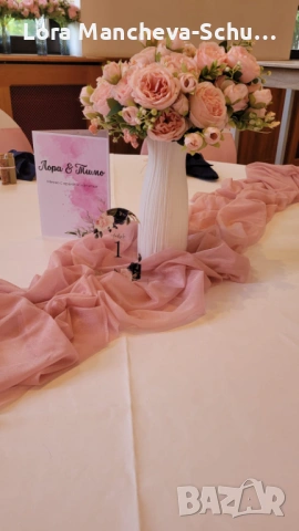 Ефирни тюлени шалове за декорация на арки и маси (Розово/Корал) – 23 бр., снимка 4 - Декорация за дома - 53988916