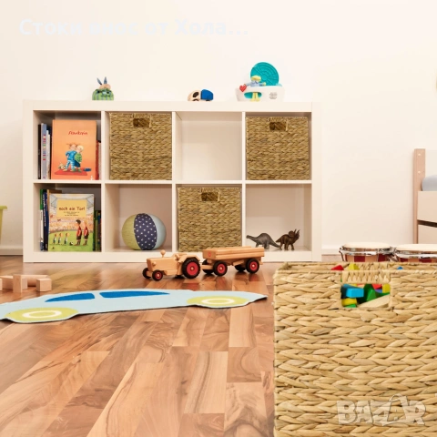 Комплект 4 бр. кошове за съхранение Relaxdays, воден хиацинт, кубични кутии за етажерка, 30x30x30 см, снимка 2 - Други стоки за дома - 54674709