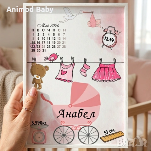 Рамка за бебе / бебешка визитка / снимка , персонализиран подарък 