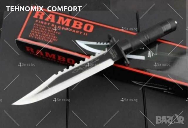 Лазерно заточен нож RAMBO First Blood II с комплект за оцеляване( нов), снимка 2 - Ножове - 55136920