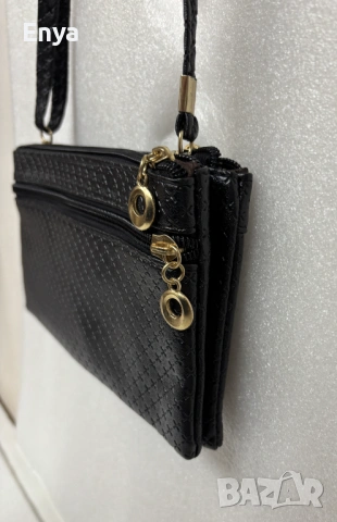 Малка черна чанта тип "портмоне" , снимка 4 - Чанти - 54156722