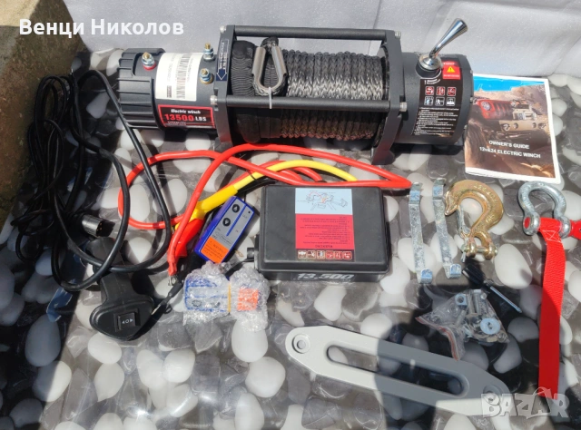 13500 LBS 12V Електрическа лебедка със синтетично въже 6 тона за 4X4 автомобил, ремарке, автовоз