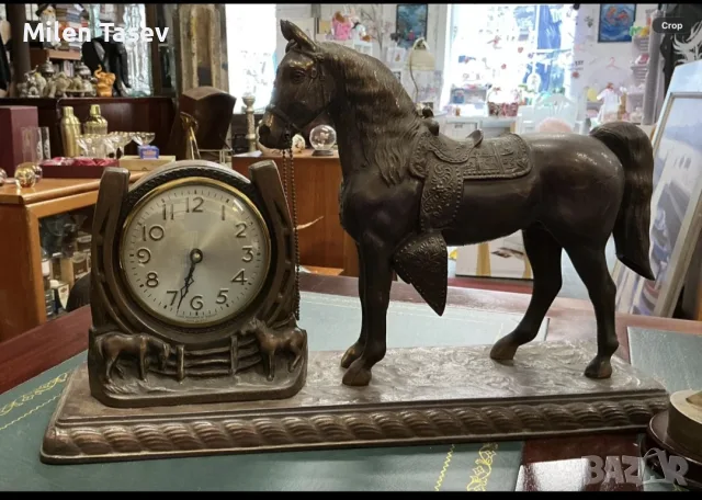 🐎 Винтидж статуетка с кон и часовник 🕰️  Елегантна винтидж статуетка с красиво изработен кон , снимка 2 - Статуетки - 55663917
