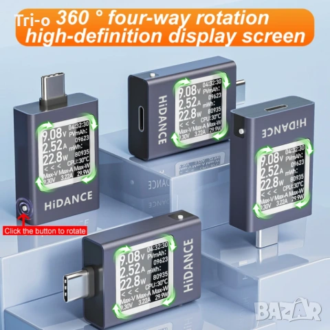 13 в 1 DC 4.5-50V 0-12A Измервател на текущо напрежение, амперметър, волтметър PD3.1, снимка 11 - USB кабели - 54437125