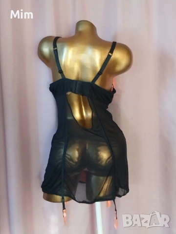 Hunkemoller XL 90 D Розов сатенен корсет / нощница/ с жартиери за чорапи , снимка 6 - Корсети, бюстиета, топове - 54965183