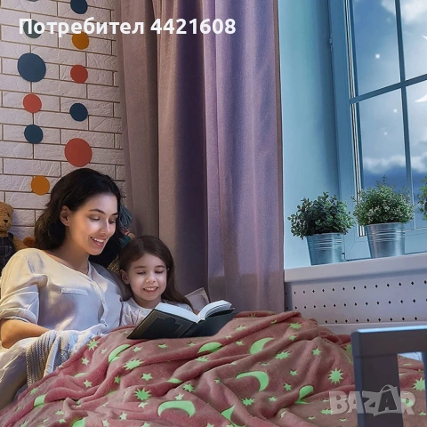 Детско одеяло, светещо в тъмното- 120 х150 см., полиестерен микрофибър. Цветове - сиво или розово, снимка 8 - Спално бельо и завивки - 54981282