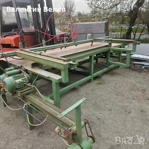 гръцки автоматичен циркуляр с подрезвачи,дължина на ряза 3600мм.ширина на ряза 1200мм., снимка 3 - Други машини и части - 54215501