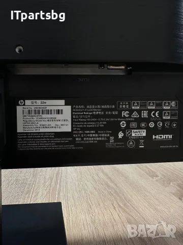 Монитор HP 22w 21.5” Full HD IPS – Отлично състояние, снимка 5 - Монитори - 55510610