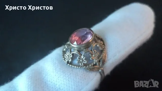 Руски-СССР сребърен, изящен, пръстен., снимка 3 - Пръстени - 55546631