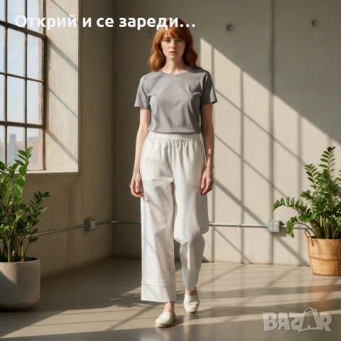 Памучен панталон с висока талия, снимка 6 - Панталони - 54689985