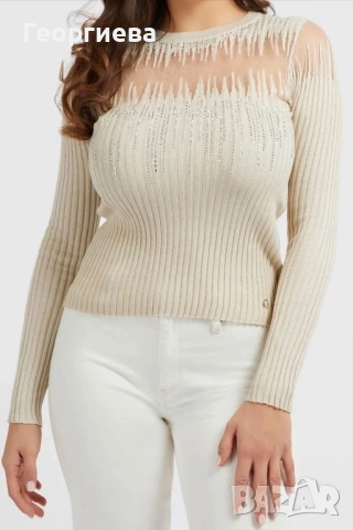 Тънък пуловер с тюл Guess