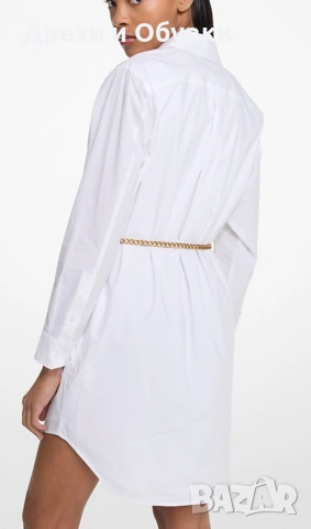 Бяла рокля тип риза памучна материя CELLBES , снимка 4 - Рокли - 54211392