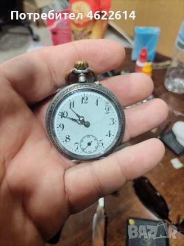 СТАР ДЖОБЕН СРЕБЪРЕН ЧАСОВНИК , снимка 2 - Джобни - 54289442