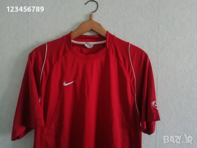Nike Fit оригинална ретро фланелка червена тениска Найк размер мъжки L vintage , снимка 3 - Тениски - 51058572
