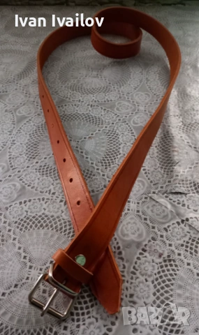 МАКСИ Мъжки колан (150 см) – ЕСТЕСТВЕНА КОЖА – Цвят Керемида, снимка 4 - Колани - 54127031