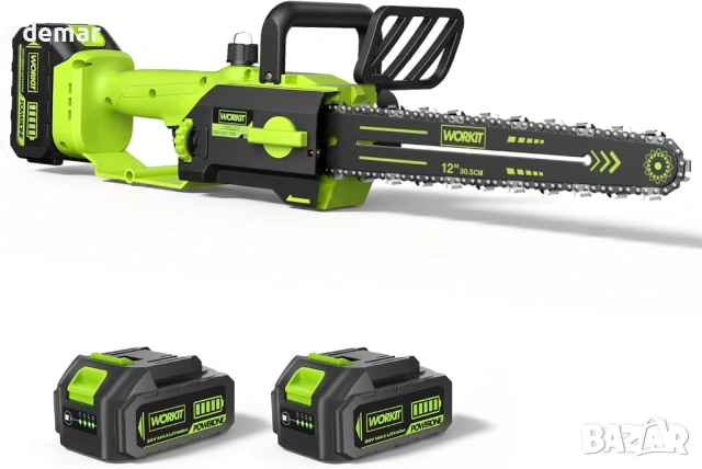 WORKIT 30 см безжичен верижен трион, 2 батерии по 4000 mAh