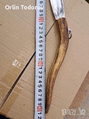 Ръчно изработени нож с косалена дръжка, снимка 2 - Ножове - 54242709