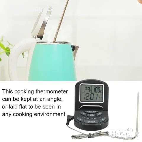 Дигитален термометър за готвене с външна сонда, таймер и LCD дисплей, 0°C до 300°C, снимка 5 - Аксесоари за кухня - 55593860