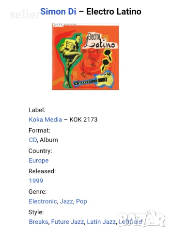 Simon Di – Electro Latino Оригинален диск Издание 1999г 🇪🇺 EUROPE  Състояние на диска:като звук е , снимка 4 - CD дискове - 54305964