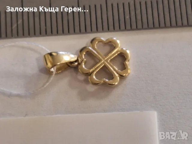 Златна виуслка Детелина 0,70гр., снимка 2 - Колиета, медальони, синджири - 55525798