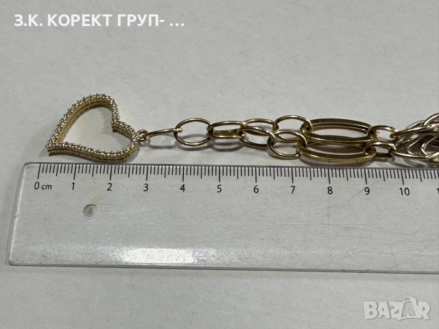 Златен дамски синджир с висулка сърце – 14К, 12,60 гр., 49 см, снимка 7 - Колиета, медальони, синджири - 55104726