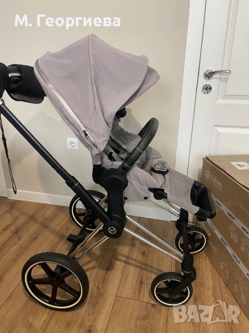 Cybex Priam 3 Platinum Taupe 3 в 1 с черно шаси + кош, дъждобран и подаръци, снимка 12 - Детски колички - 54313550