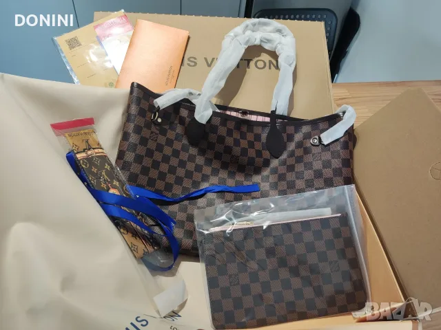 Дамска чанта Louis Vuitton Neverfull, кожа, снимка 7 - Чанти - 55464973