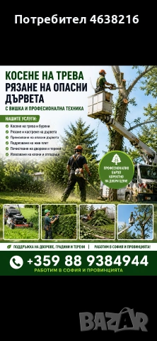     Косене на трева и рязане на опасни дървета