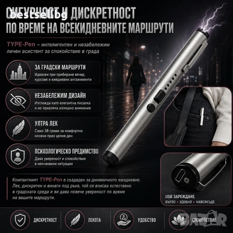 Електрошок зареждащ се USB самозащита кучегон дамски химикалка, снимка 4 - Екипировка - 41142118