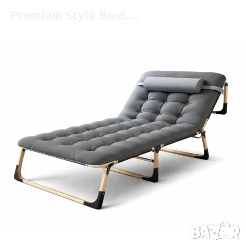 Сгъваемо къмпинг легло с матрак (180 см) – Регулируем градински шезлонг с възглавница, снимка 4 - Други стоки за дома - 53950493