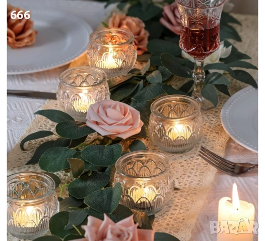 Комплект от 6 прозрачни свещника, снимка 9 - Други стоки за дома - 54808927
