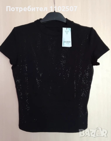 Guess Тениска черна Slim Fit Нова с етикет, снимка 3 - Тениски - 54344566