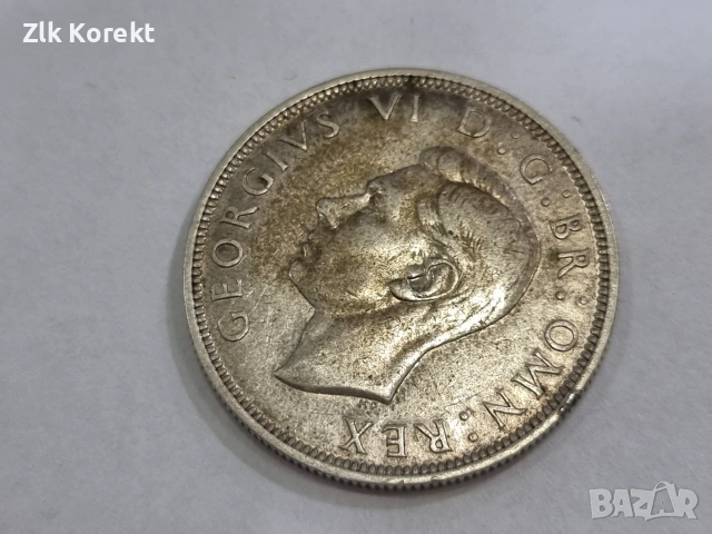 Сребърна монета от 1/2 крона Джордж VI, снимка 4 - Нумизматика и бонистика - 55210742
