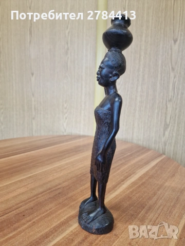 Африканска статуетка / дърворезба 33 см., снимка 4 - Статуетки - 54366596