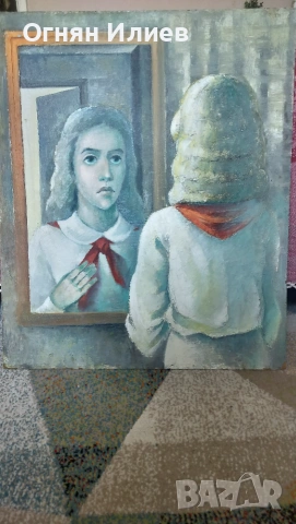 Голяма маслена картина соц изкуство , снимка 3 - Картини - 54986658