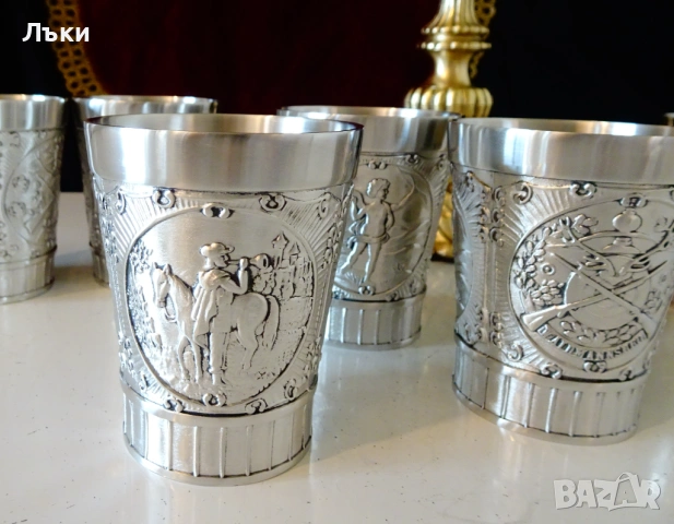 Калаени чаши за вино Ангел,Тръбач,Пушки. , снимка 2 - Антикварни и старинни предмети - 54305824
