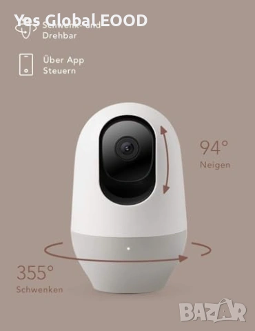 Nooie WiFi baby monitor 360° 1080P с нощно виждане, снимка 7 - IP камери - 54549177