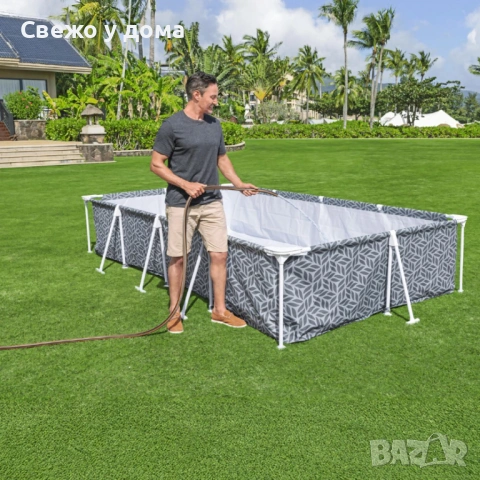 BESTWAY Steel Pro басейн 366x201x66 см с филтърна помпа - 4000 л капацитет, бърз монтаж и здрава мет, снимка 7 - Басейни и аксесоари - 54853934