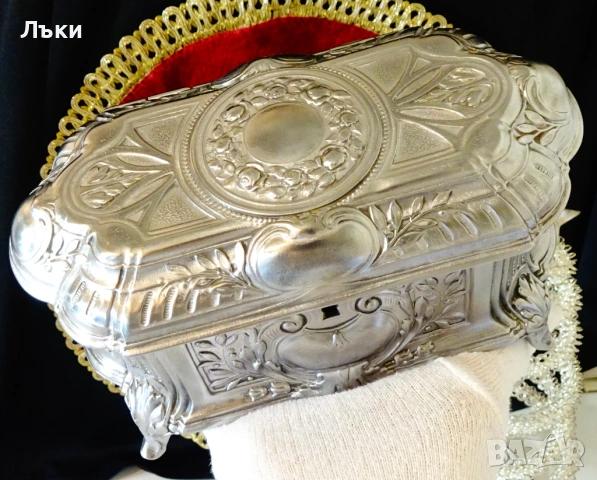 Калаена кутия за бижута Osiris Germany,1.1 кг.,Art Nouweau , снимка 5 - Антикварни и старинни предмети - 54781793