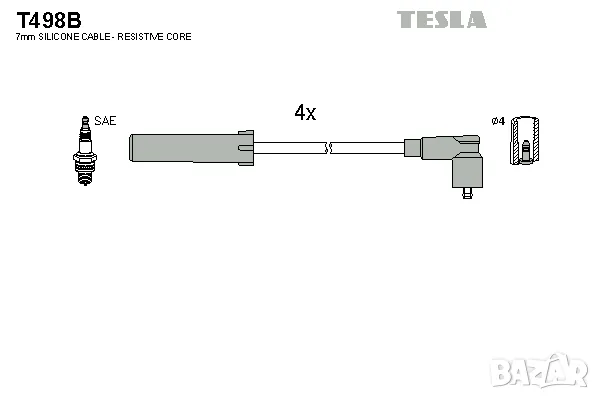 Кабели за свещи к-т за CITROEN,FIAT,LANCIA,PEUGEOT,SEAT № T434S, снимка 2 - Части - 55572217