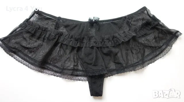 C&A Lingerie черна ефирна тюлена мини пола с вградени прашки, снимка 3 - Бельо - 55418231