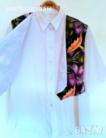 Дамска Копринена Риза с Елек на Цветя!~XL~4XL, снимка 3 - Ризи - 54602546
