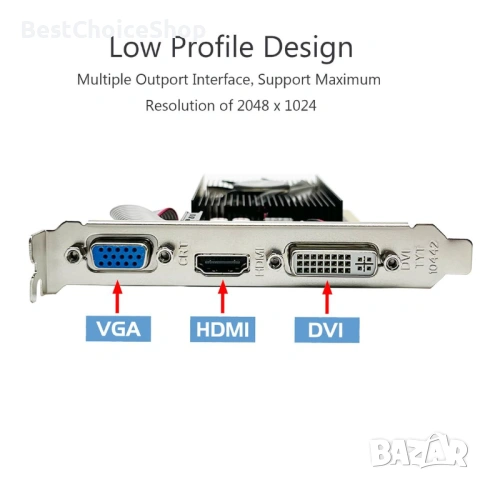 Видеокарта QTHREE GeForce 210 - 1GB DDR3 HDMI DVI VGA 64-битова – Low Profile, снимка 9 - Видеокарти - 54934376