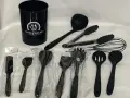 Нов комплект първокласни силиконови кухненски прибори + поставка) , снимка 3