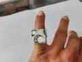 Сребърен пръстен със седеф и тюркоаз 950, снимка 4