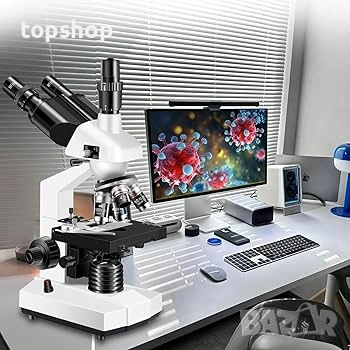 Професионален Тринокулярен Микроскоп Woehrsh 40X-5000X, Лабораторен Клас с HD USB Дигитална Камера, снимка 3 - Медицинска апаратура - 55063432